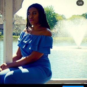 Light Blue Off-Shoulder Romper